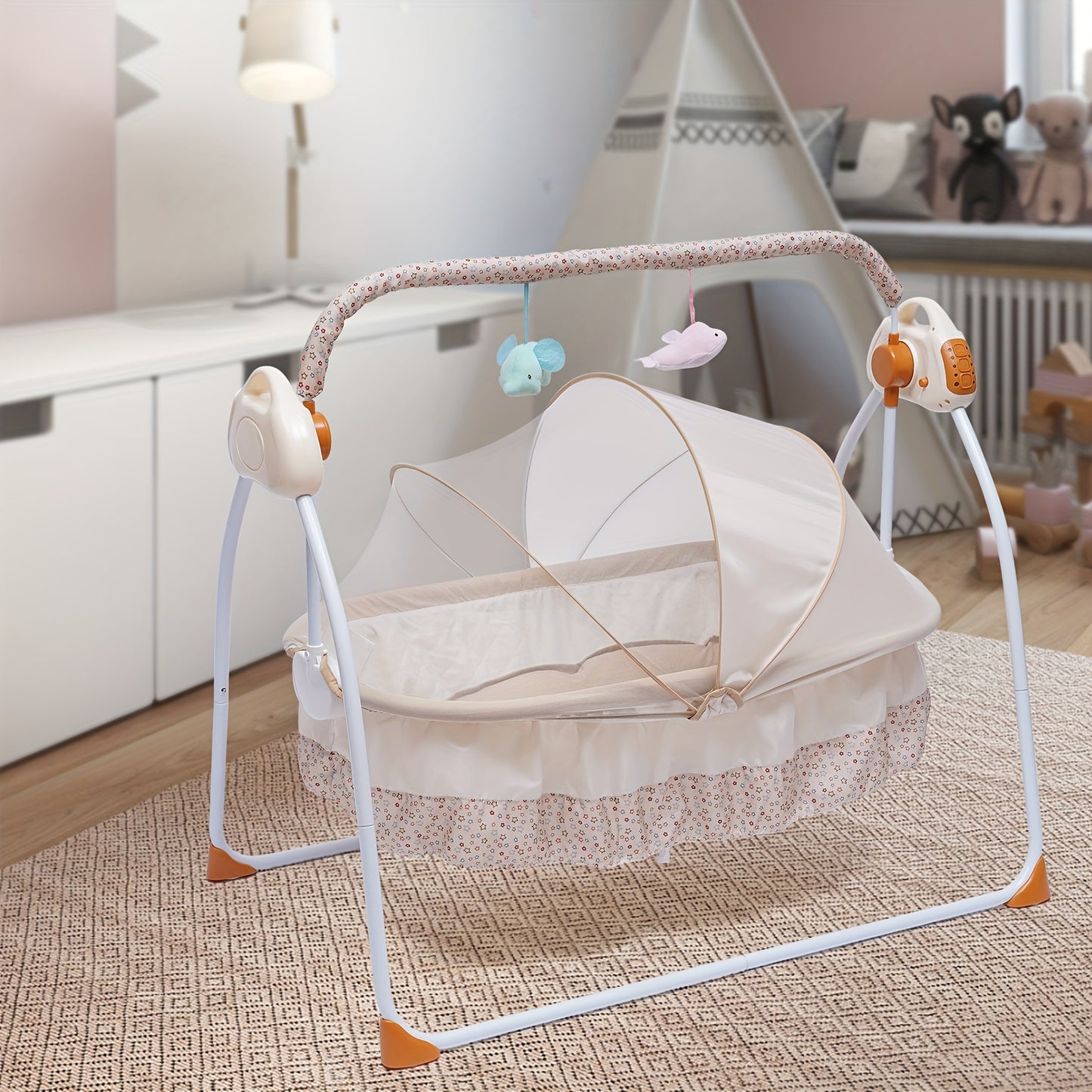 Electric Rocker Baby Swing Infant Cradle Bouncer Folding Bed (battery Is Not Included)