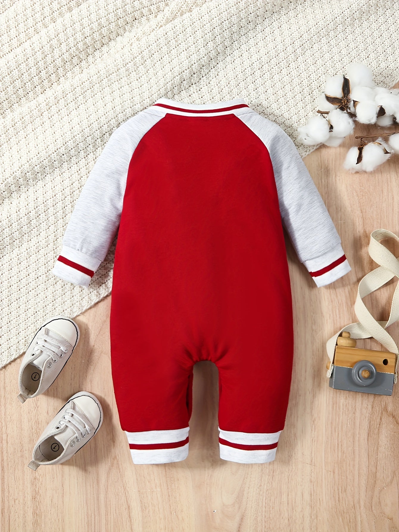 Autumn/Winter Infant Boys Long Sleeve Letter Print One-Piece Jumpsuit Romper