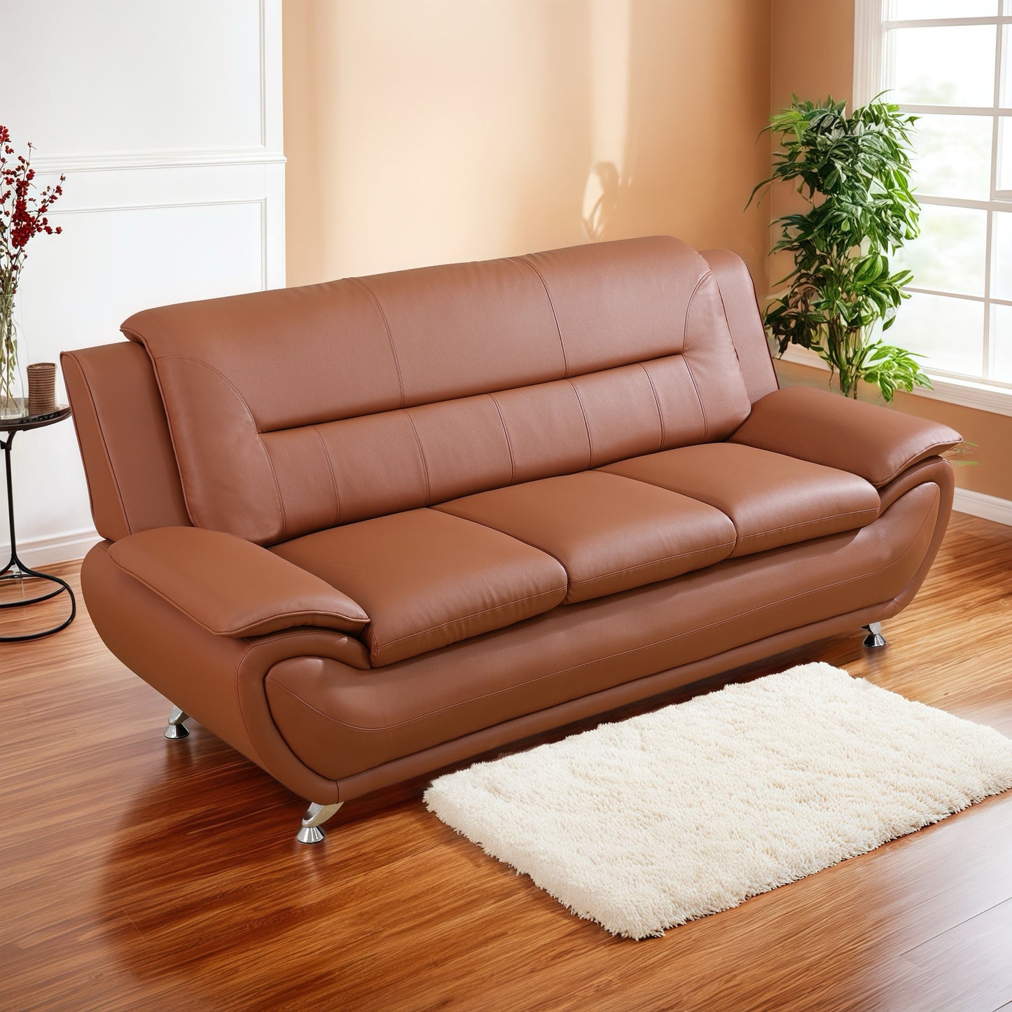 3pcs Sofa PU Leather Sofa, Tufted Sofa, Sofa Chair And Chair, Furniture