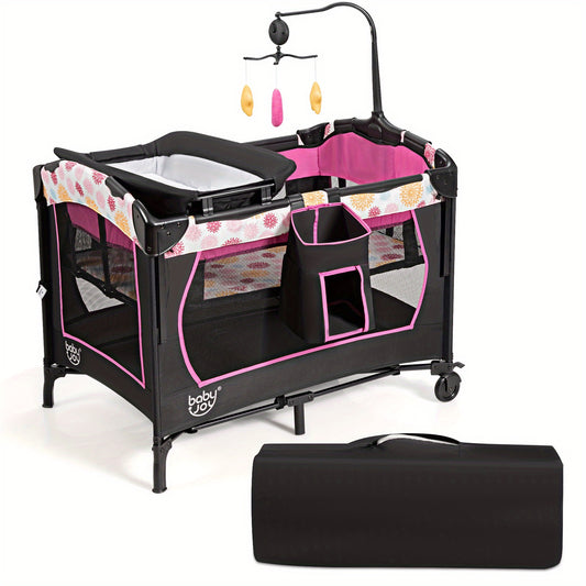 MULTIGOT 3-in-1 Convertible, Metal Frame, Adjustable Height, Detachable Bassinet, Activity Center with Mobile Toys and Storage Shelves