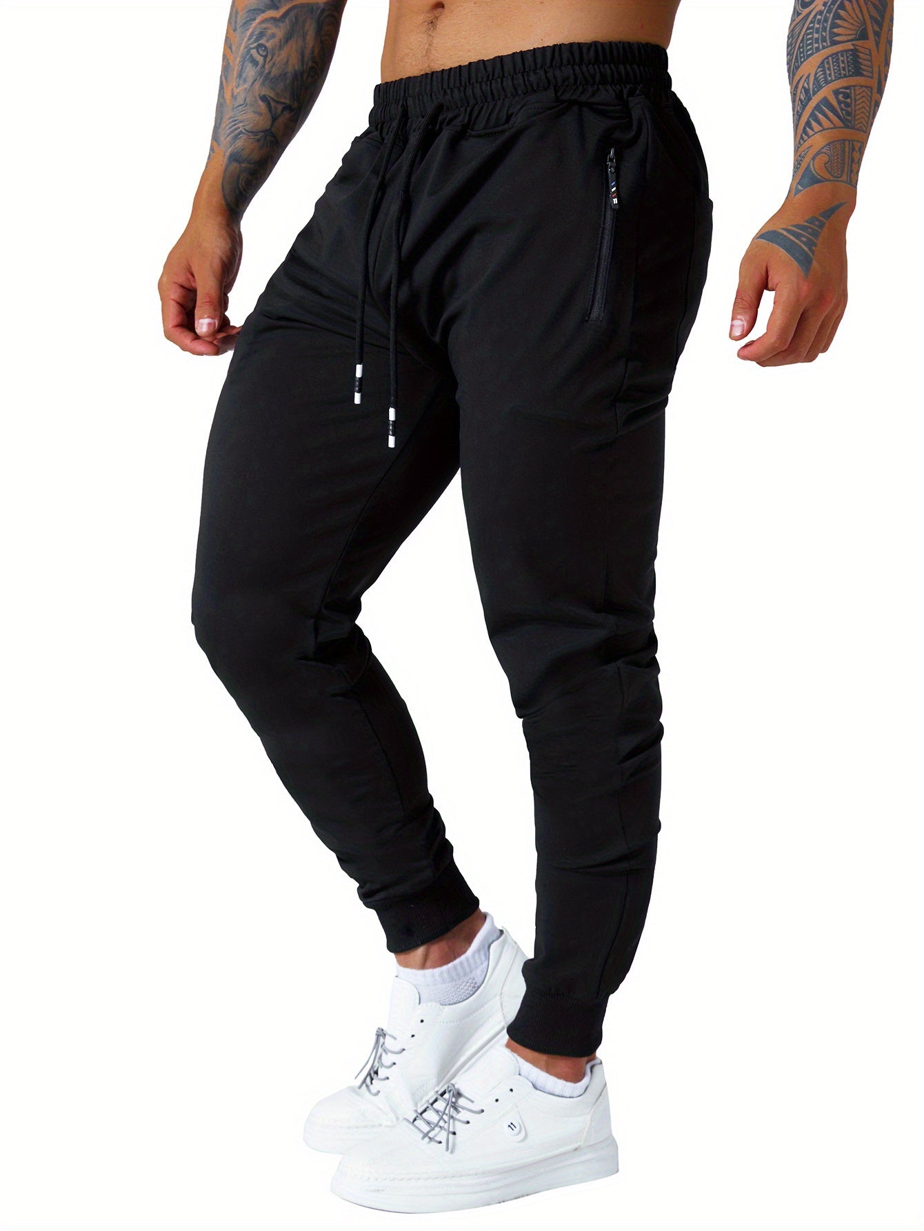 5 Pcs Men's Slim Fit Jogger Sweatpants - Medium Stretch, Zipped Pockets