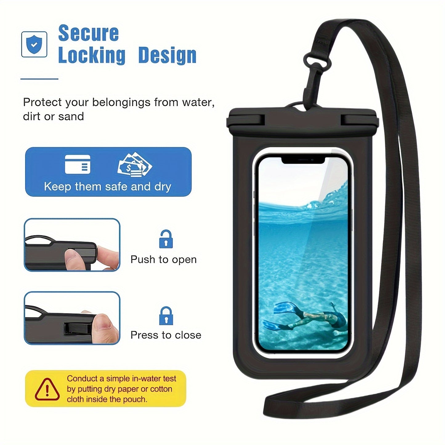 Swimming Drift Mobile Phone Bag Beach Bag Outdoor Sports Hanging Neck Arm Strap Dual-purpose