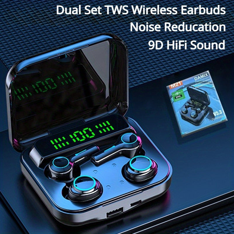 Dual Set TWS Wireless Earbuds with HD Audio, Intuitive Touch Control, and Hands-Free Calls for Android & IOS Devices