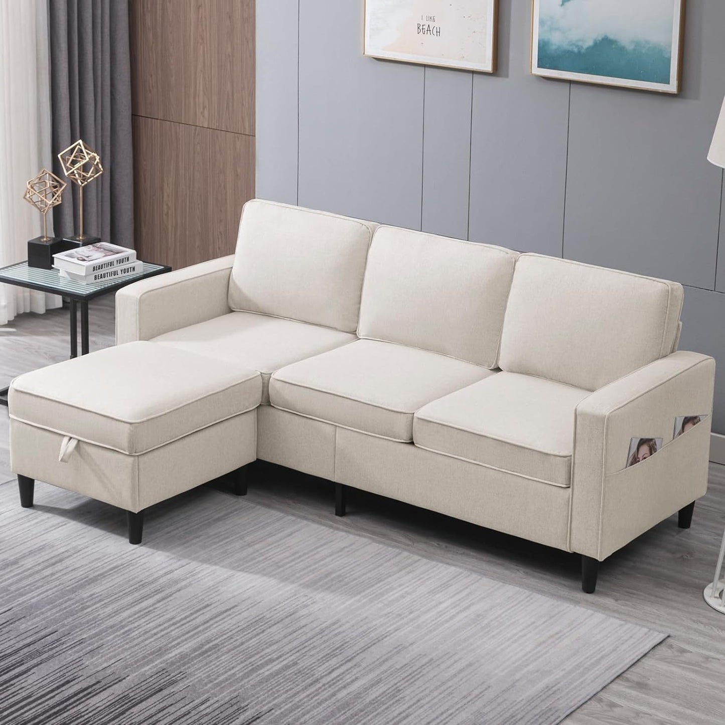 78-Inch (about 198.1cm) Convertible Sectional Sofa,