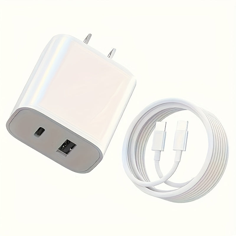 USB-C Fast Charging Two-port Power Adapter with 6-foot Cable,