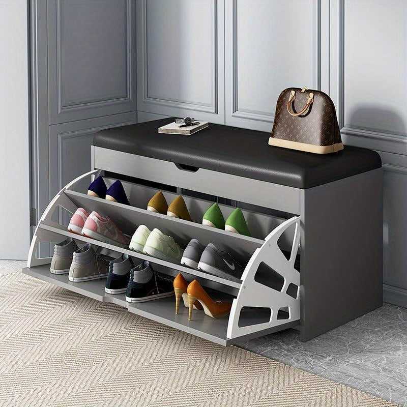 Shoe Storage Bench Cabinet Tipping Shoe Rack with Cushion Seat