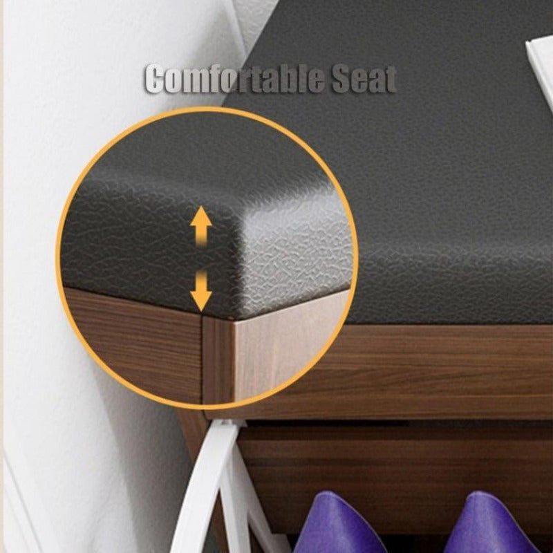 Shoe Storage Bench Cabinet Tipping Shoe Rack with Cushion Seat