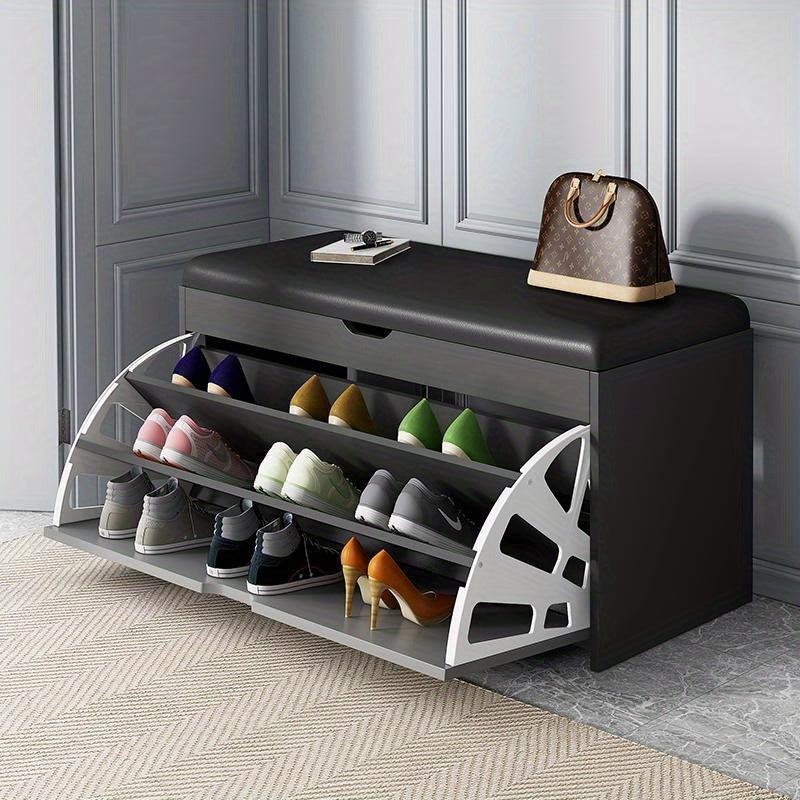 Shoe Storage Bench Cabinet Tipping Shoe Rack with Cushion Seat