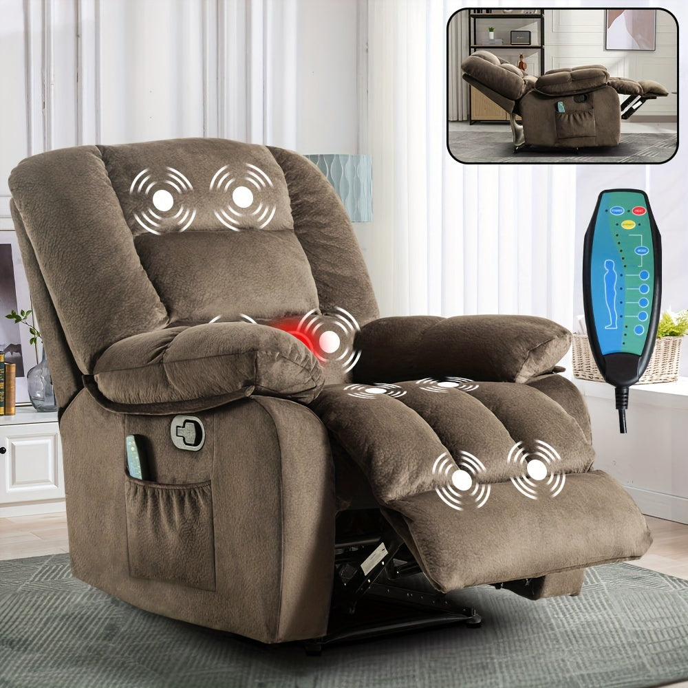 Single Comfortable Electric Elevating Recliner Chair with Full Body Massage, Heat, Ergonomic Design, Side Organizer Bag