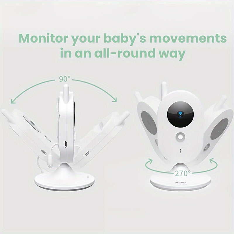 Baby Monitor With Camera Night Vision, 2.4" Screen, 2-way Talk, VOX Mode, Feeding Reminder Temperature Sensor And 8 Lullabies