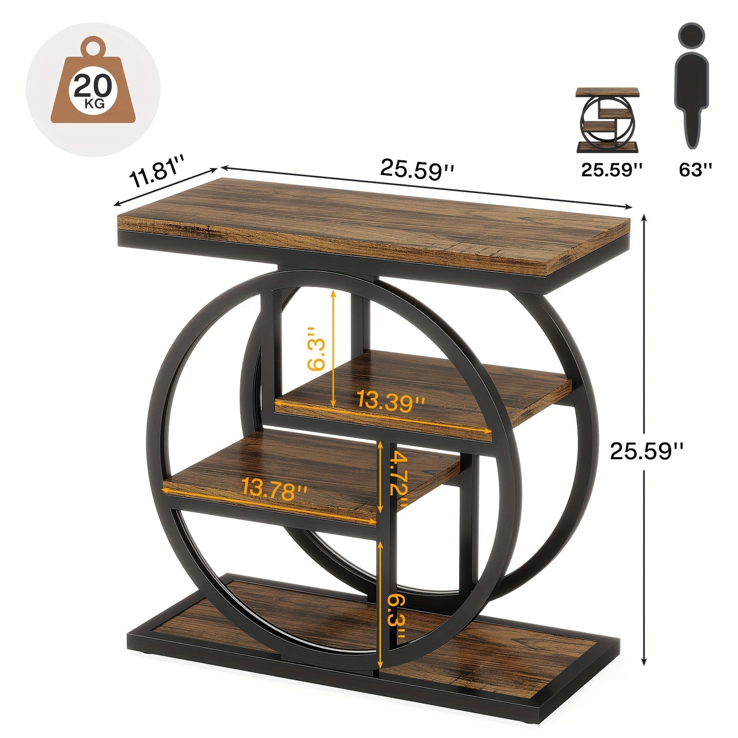 End Table Side Table With Round Metal Frame