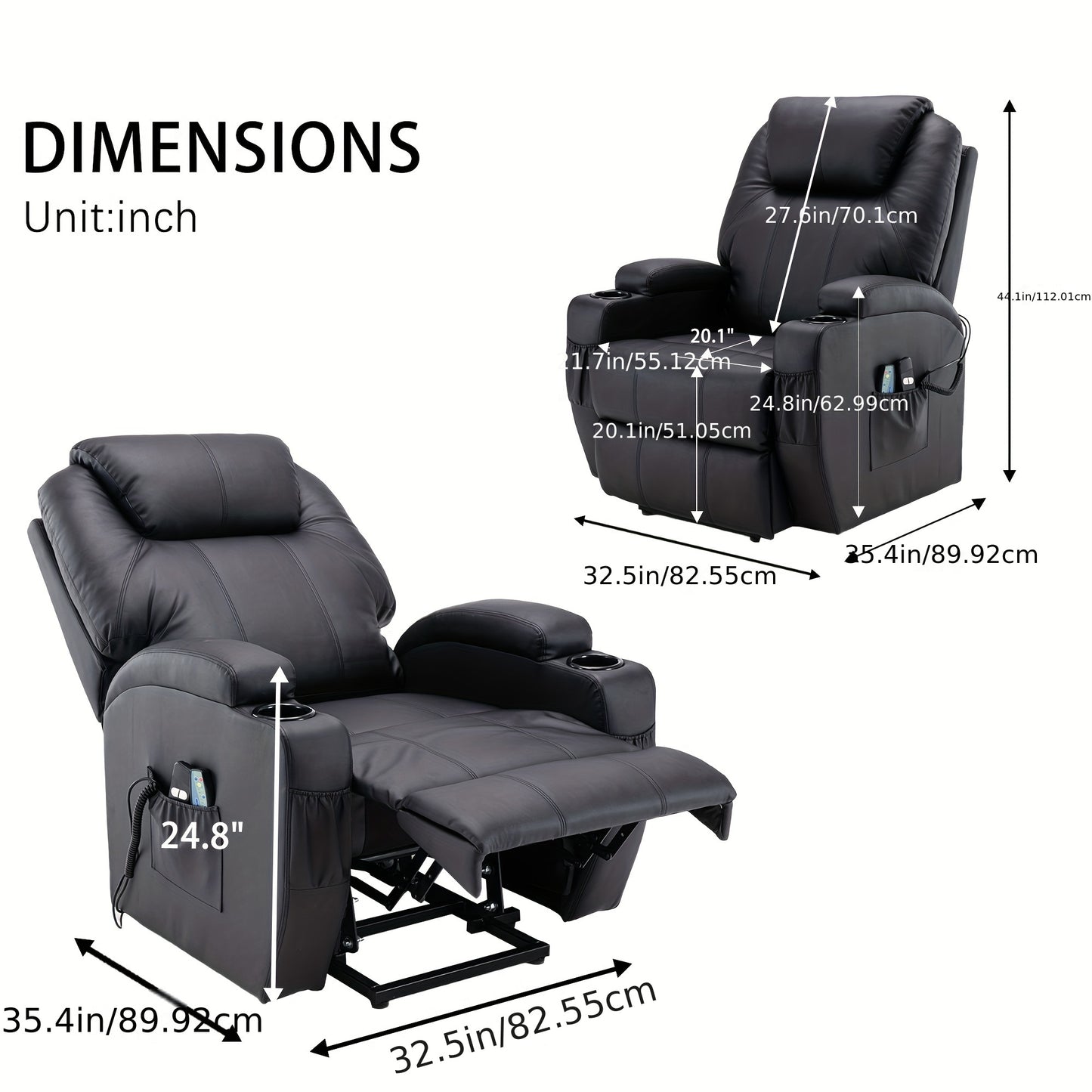 ComfortPlus Lift Recliner Chair - Massage Chair with Heat, Vibration, and Power Lift Function