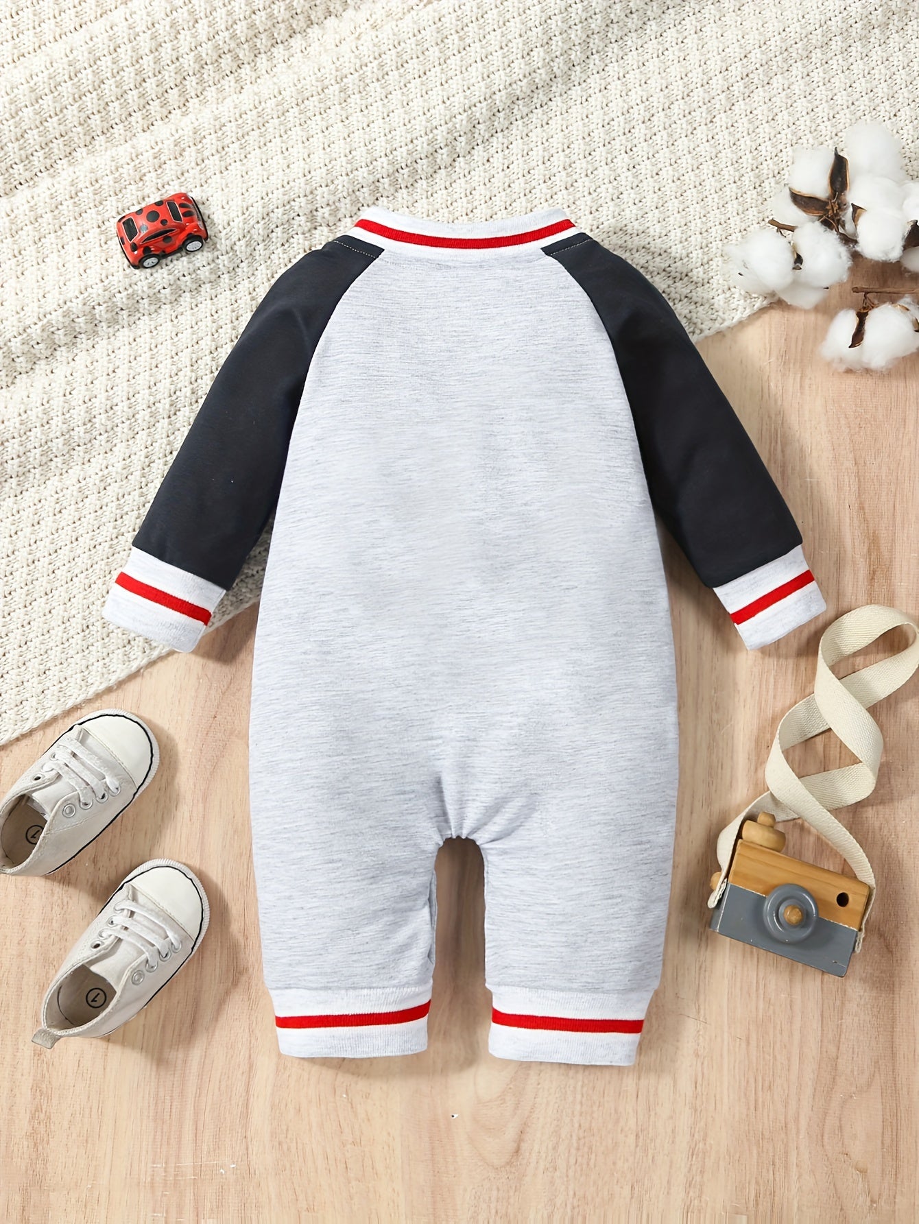 Autumn/Winter Infant Boys Long Sleeve Letter Print One-Piece Jumpsuit Romper