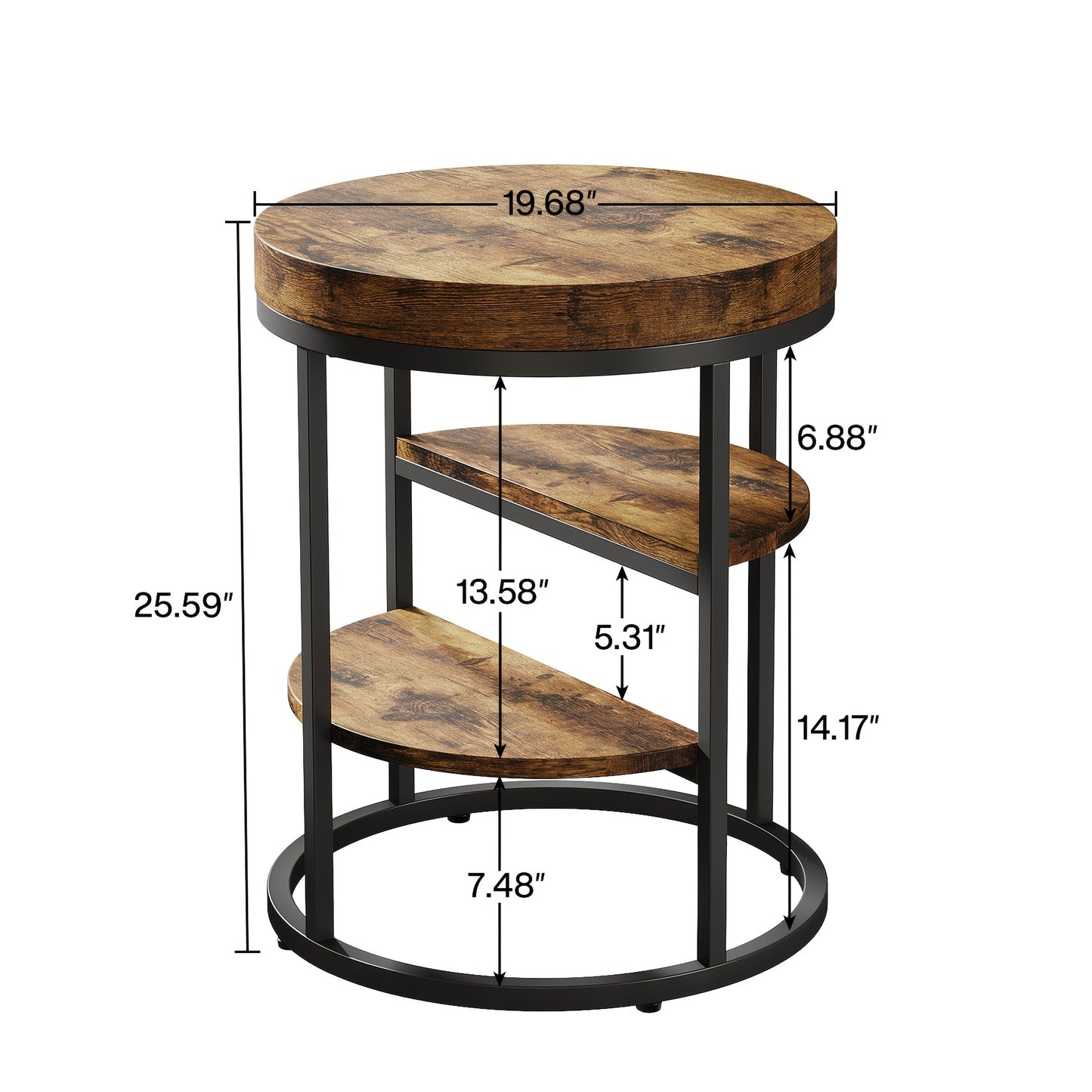 End Table Side Table With Round Metal Frame