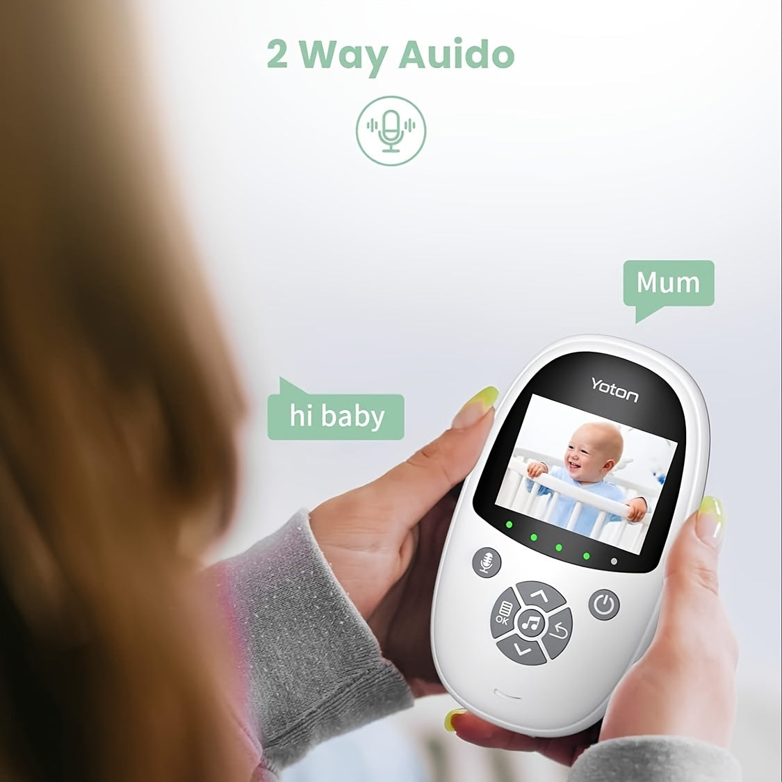 Baby Monitor With Camera Night Vision, 2.4" Screen, 2-way Talk, VOX Mode, Feeding Reminder Temperature Sensor And 8 Lullabies