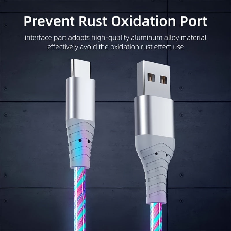 1pc LED Light-Up USB-C Charging Cable, 36V Max Voltage, No Battery Required