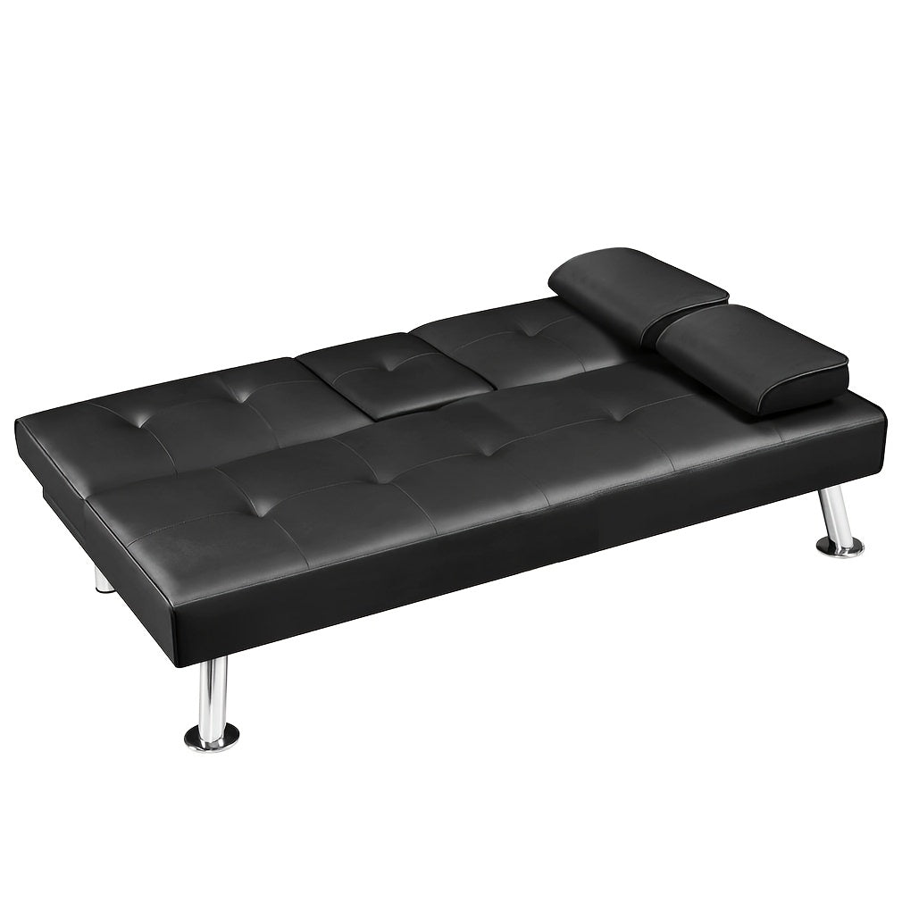 Faux Leather Modern Convertible Sofa Bed with Adjustable Recliner