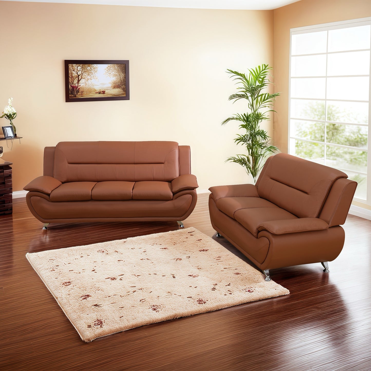 3pcs Sofa PU Leather Sofa, Tufted Sofa, Sofa Chair And Chair, Furniture