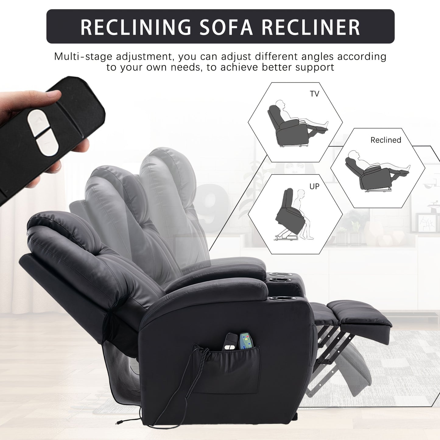 ComfortPlus Lift Recliner Chair - Massage Chair with Heat, Vibration, and Power Lift Function