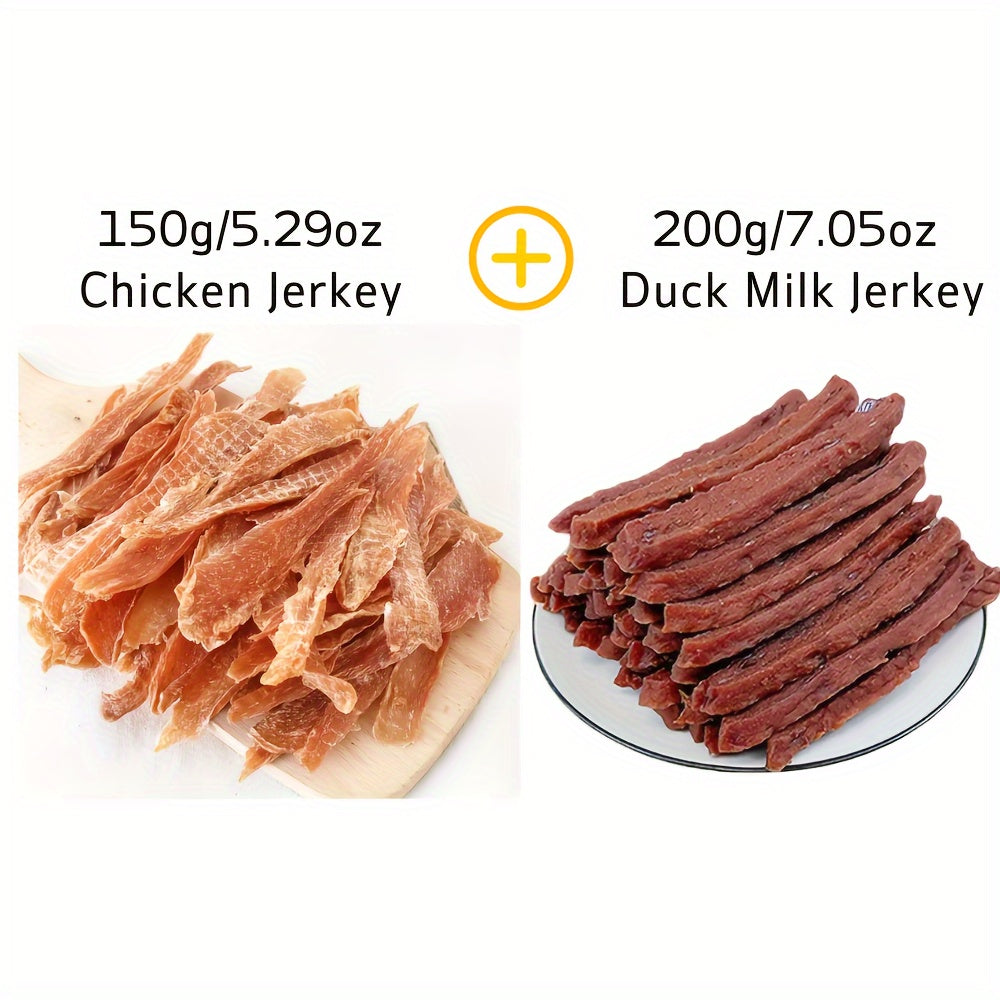 14.11oz/ 400g Mixed Flavor Dog Chews, Chicken Jerky, and  Duck Milk Jerky. Perfect for Training