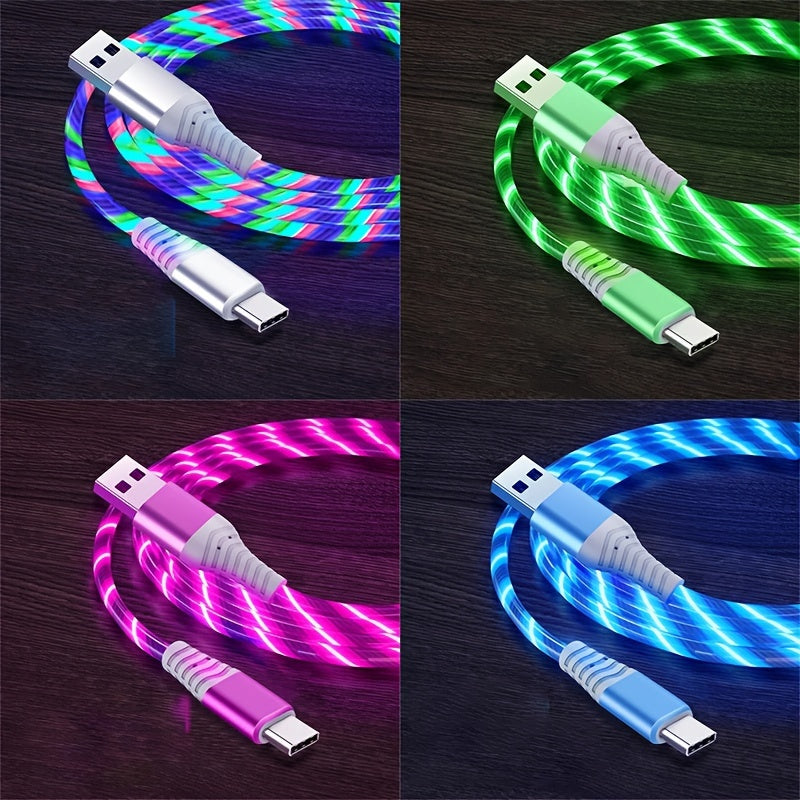 1pc LED Light-Up USB-C Charging Cable, 36V Max Voltage, No Battery Required