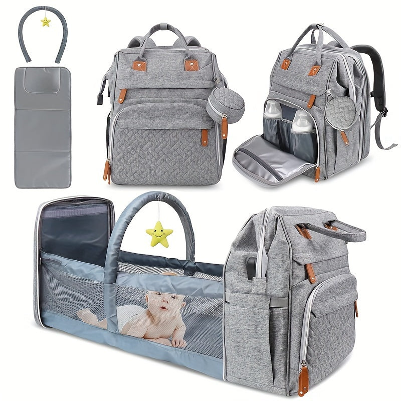 Diaper Bag Backpack, Baby Diaper Bags, Baby Shower Gifts, Multifunctional diaper backpack Large Capacity, (Heather Grey)