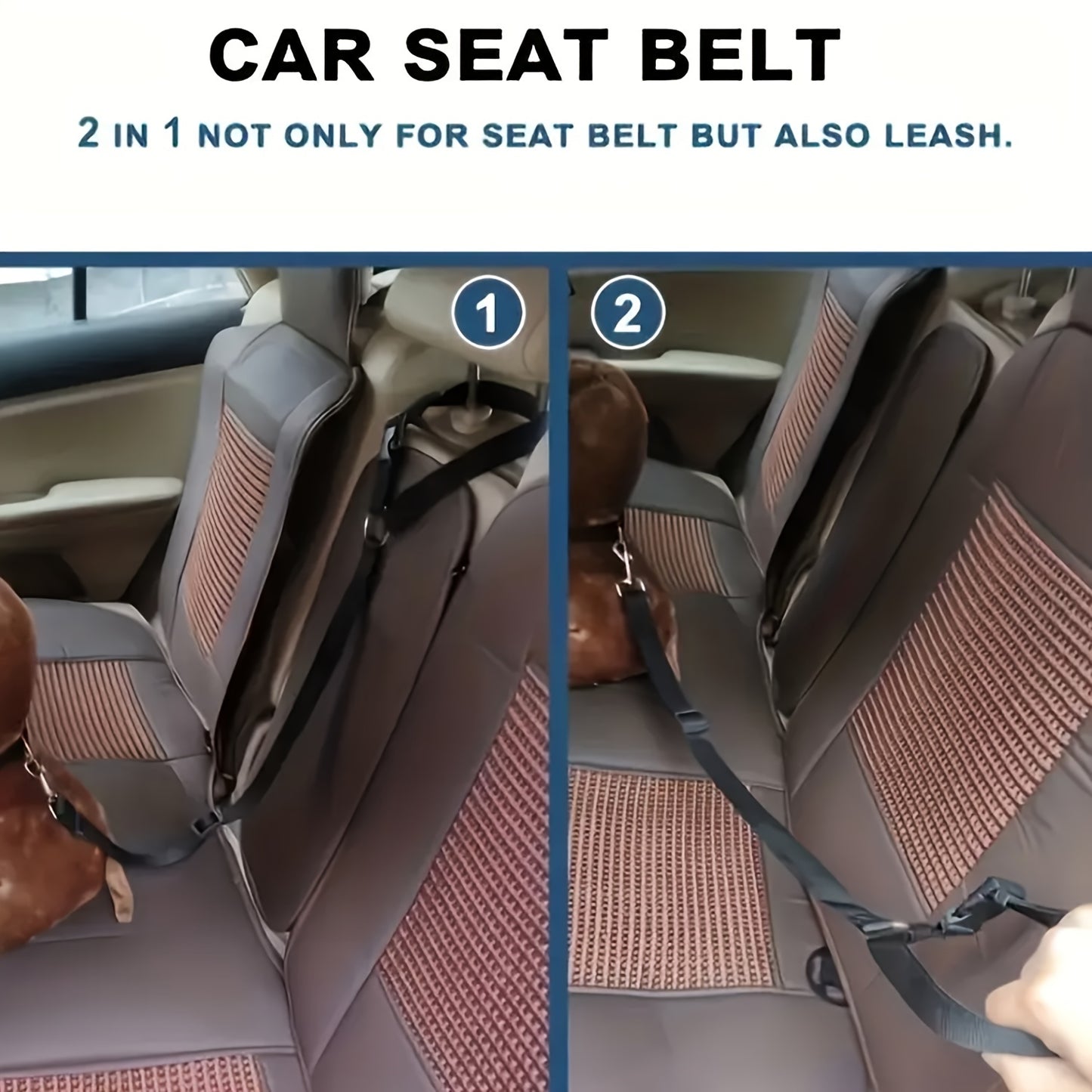 Rear Seat Retractable Harness - Adjustable Leash for Safe Travel - Keep Your Pet Secured and Comfortable