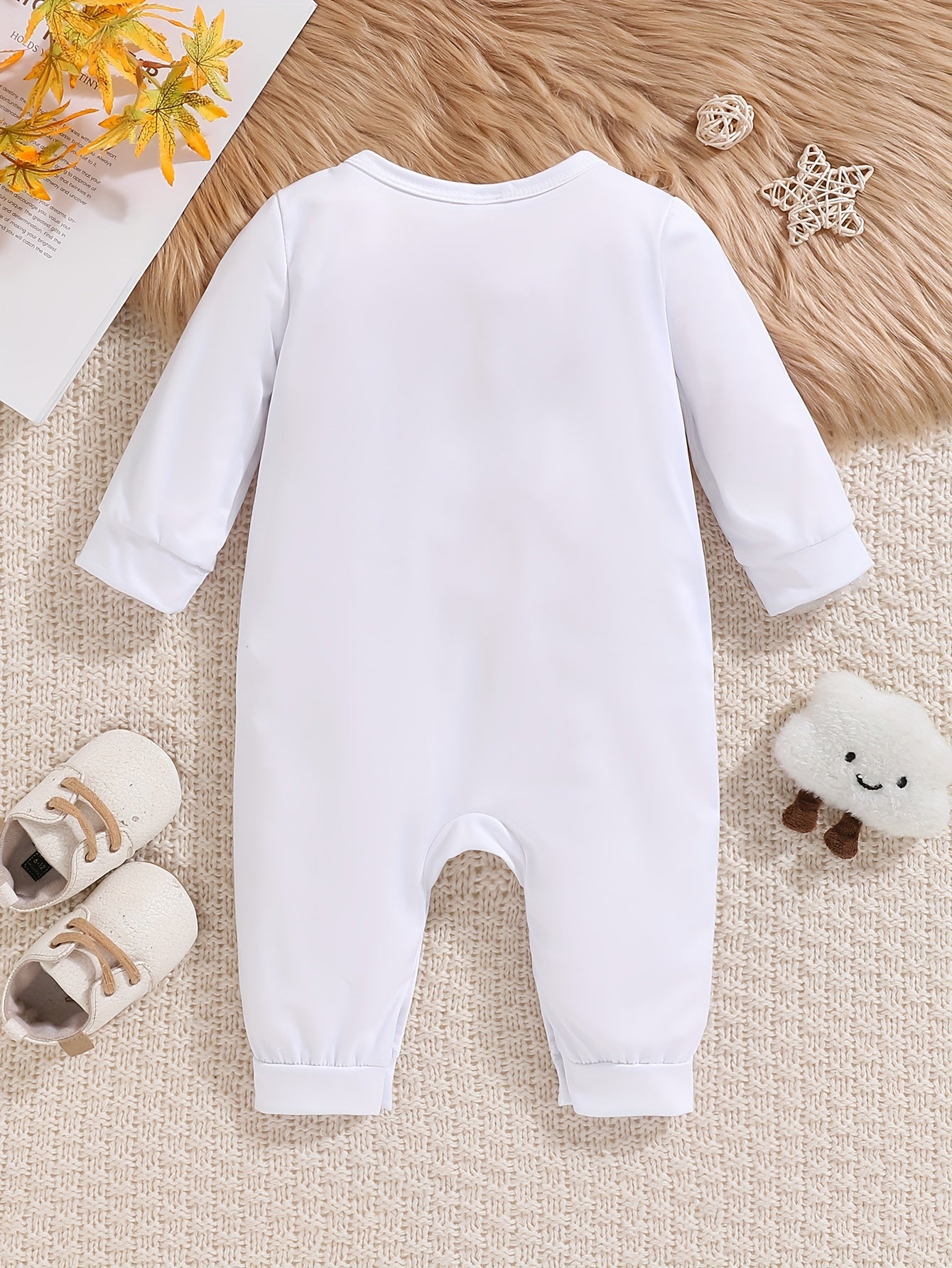 Newborn Boy Baby Clothes Long Sleeve Neutral Newborn Outfit White Baby Boy Onsies