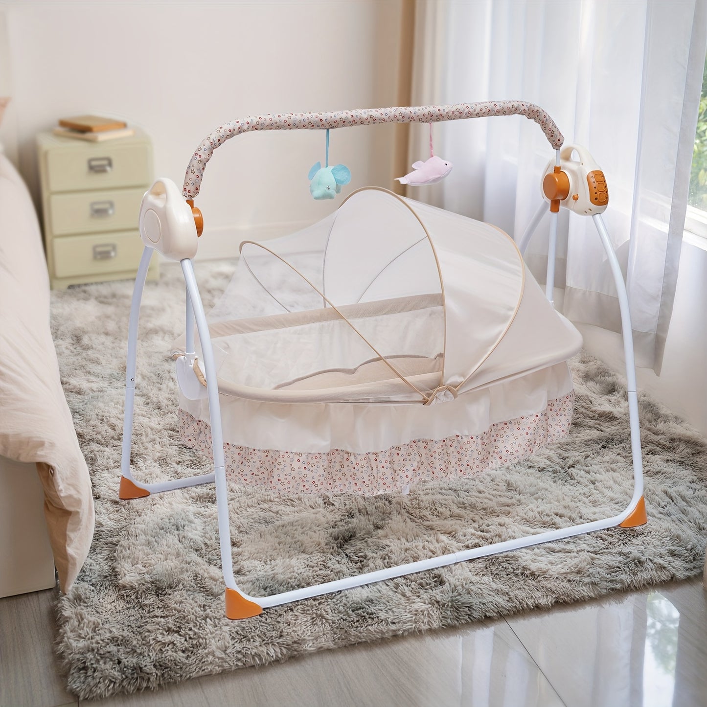 Electric Rocker Baby Swing Infant Cradle Bouncer Folding Bed (battery Is Not Included)