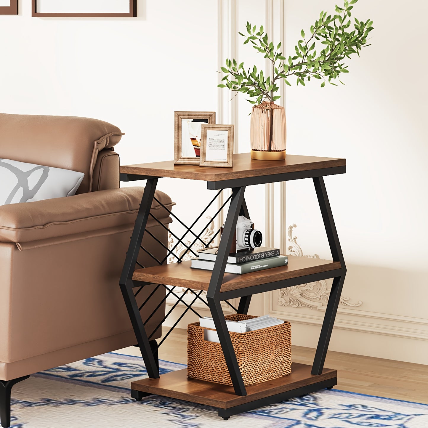 End Table Side Table With Round Metal Frame