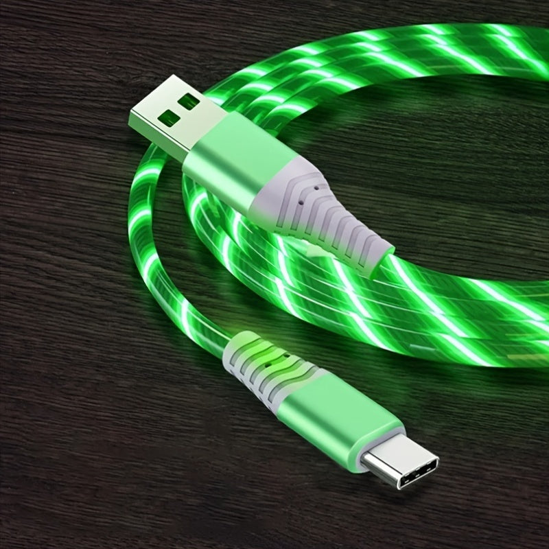 1pc LED Light-Up USB-C Charging Cable, 36V Max Voltage, No Battery Required