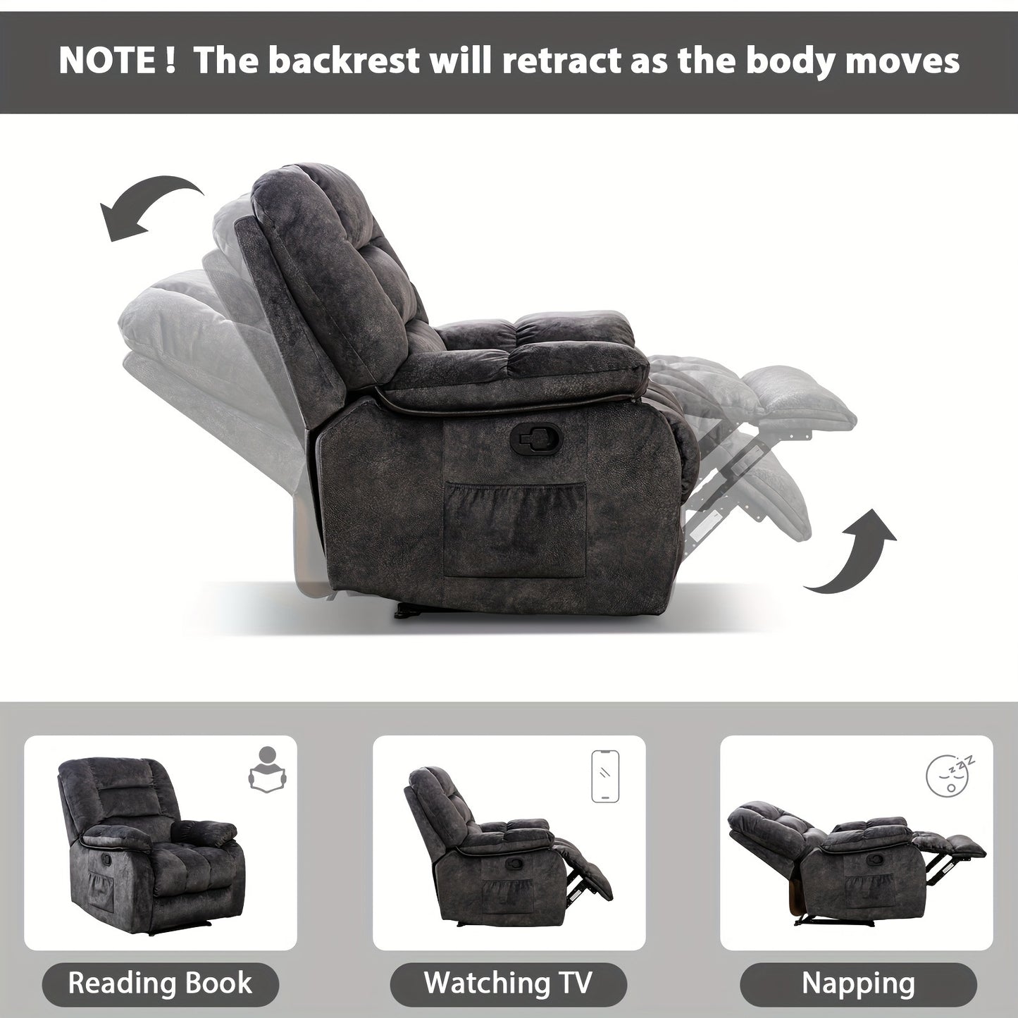 Single Comfortable Electric Elevating Recliner Chair with Full Body Massage, Heat, Ergonomic Design, Side Organizer Bag