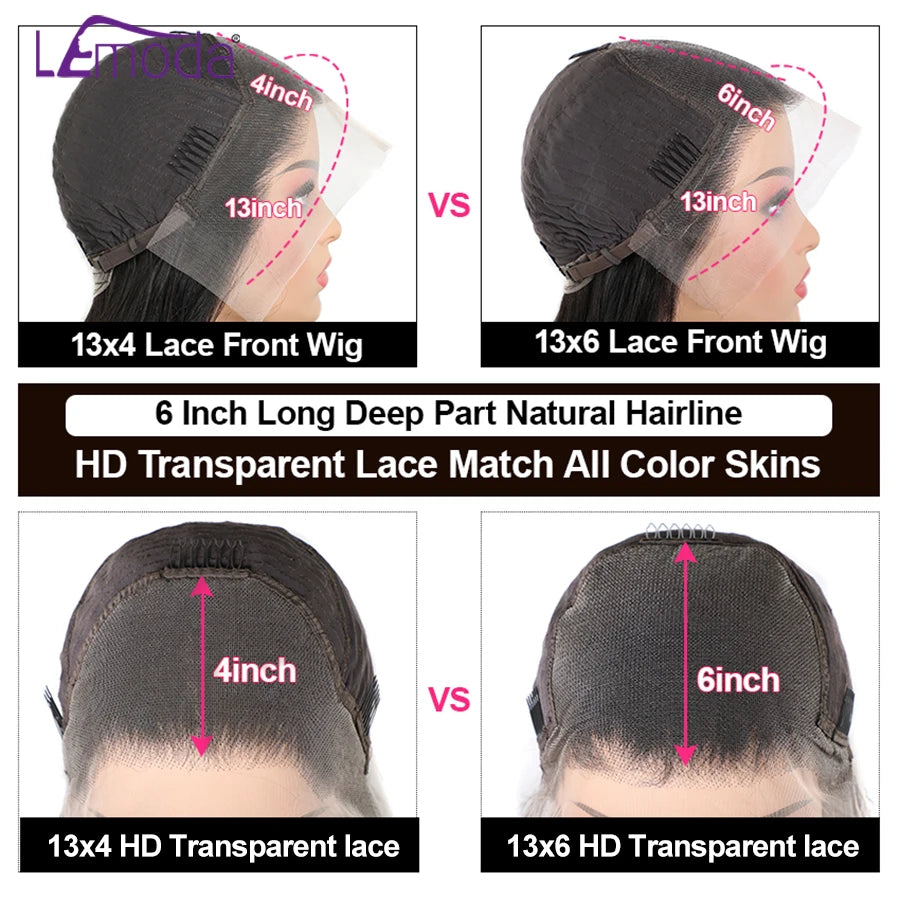 HD Lace Frontal Wig 13x6 13x4 Lace Front Human Hair Wigs Lemoda Remy Wig Straight Transparent Lace Wig