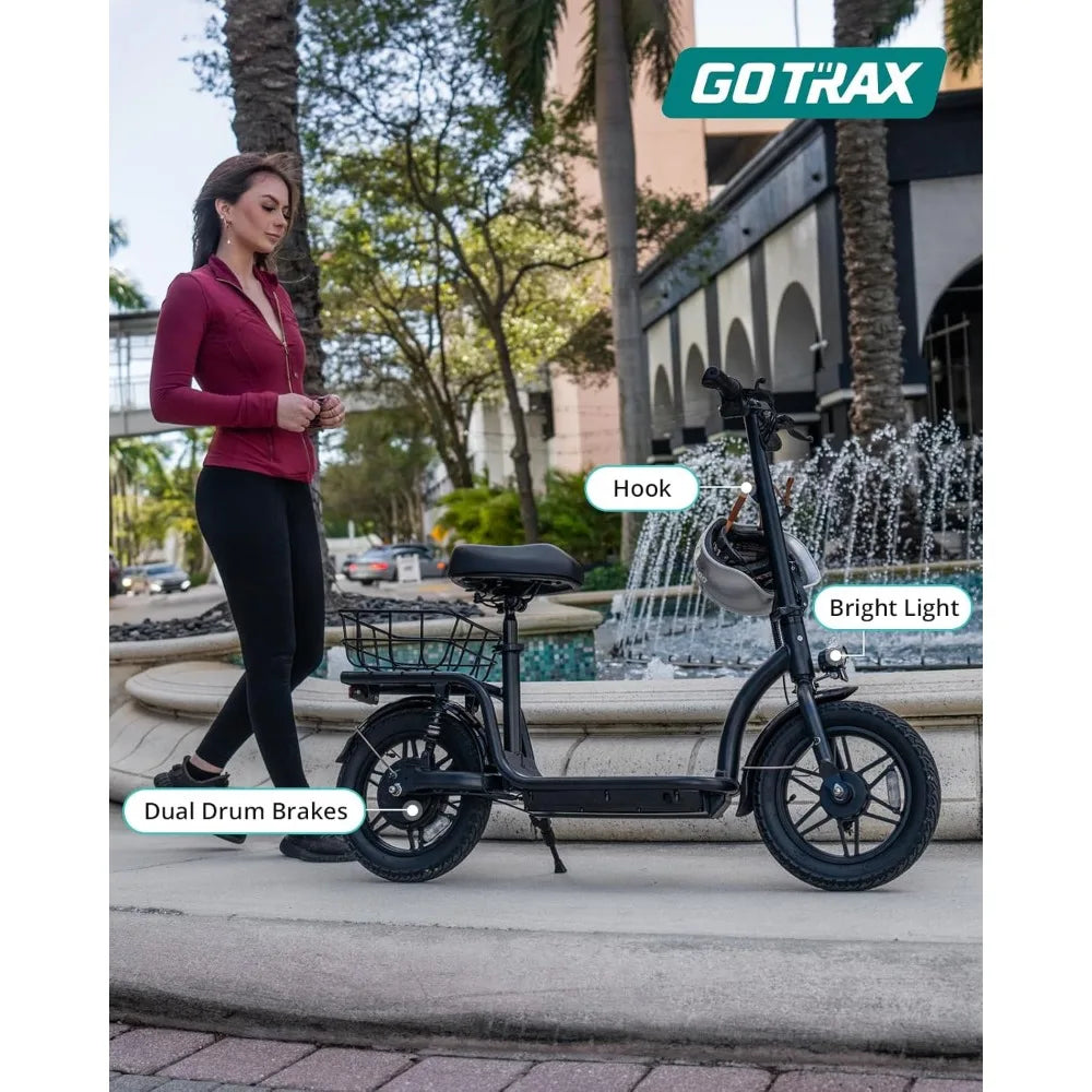 Scooter with Seat for Adult, Max 16-25miles Range, 15.5-20mph Power by 350W-500W Motor,