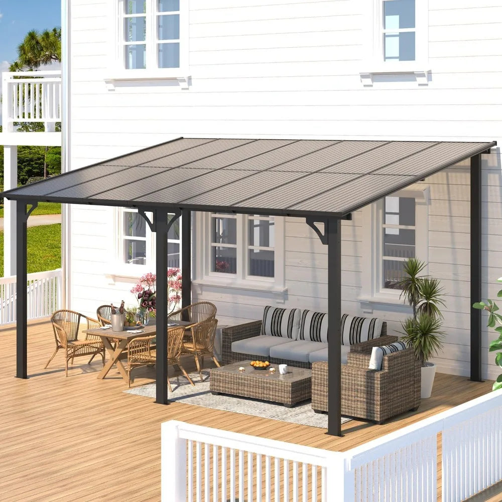 14' x 10' Gazebo for Patio,  (140 Sq.Ft Shaded), Large Wall-Mounted Heavy Duty Awnings