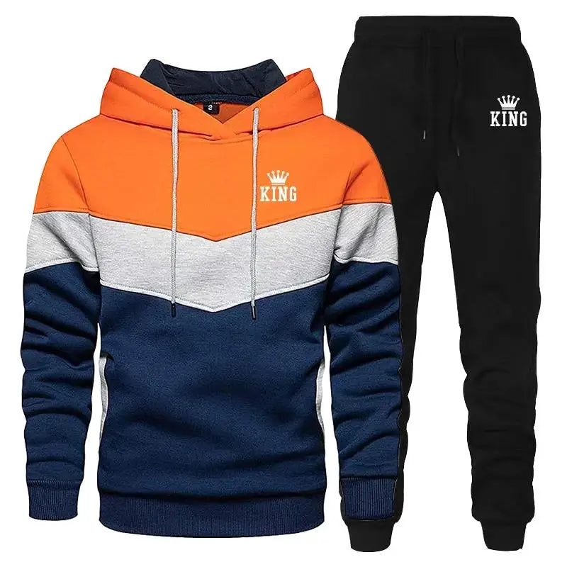 Men's Tracksuit Running Casual Hoodies Sweatpants Two Piece Sets Winter Sports Suit