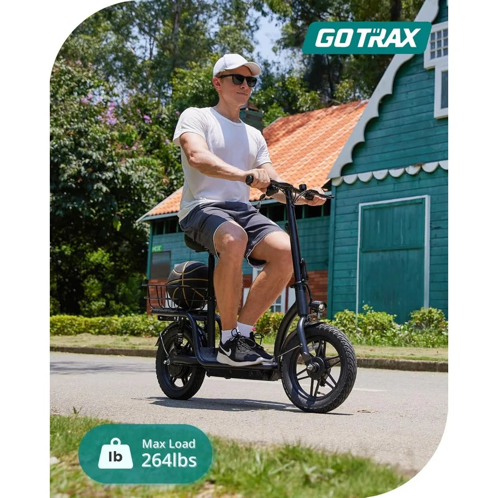 Scooter with Seat for Adult, Max 16-25miles Range, 15.5-20mph Power by 350W-500W Motor,