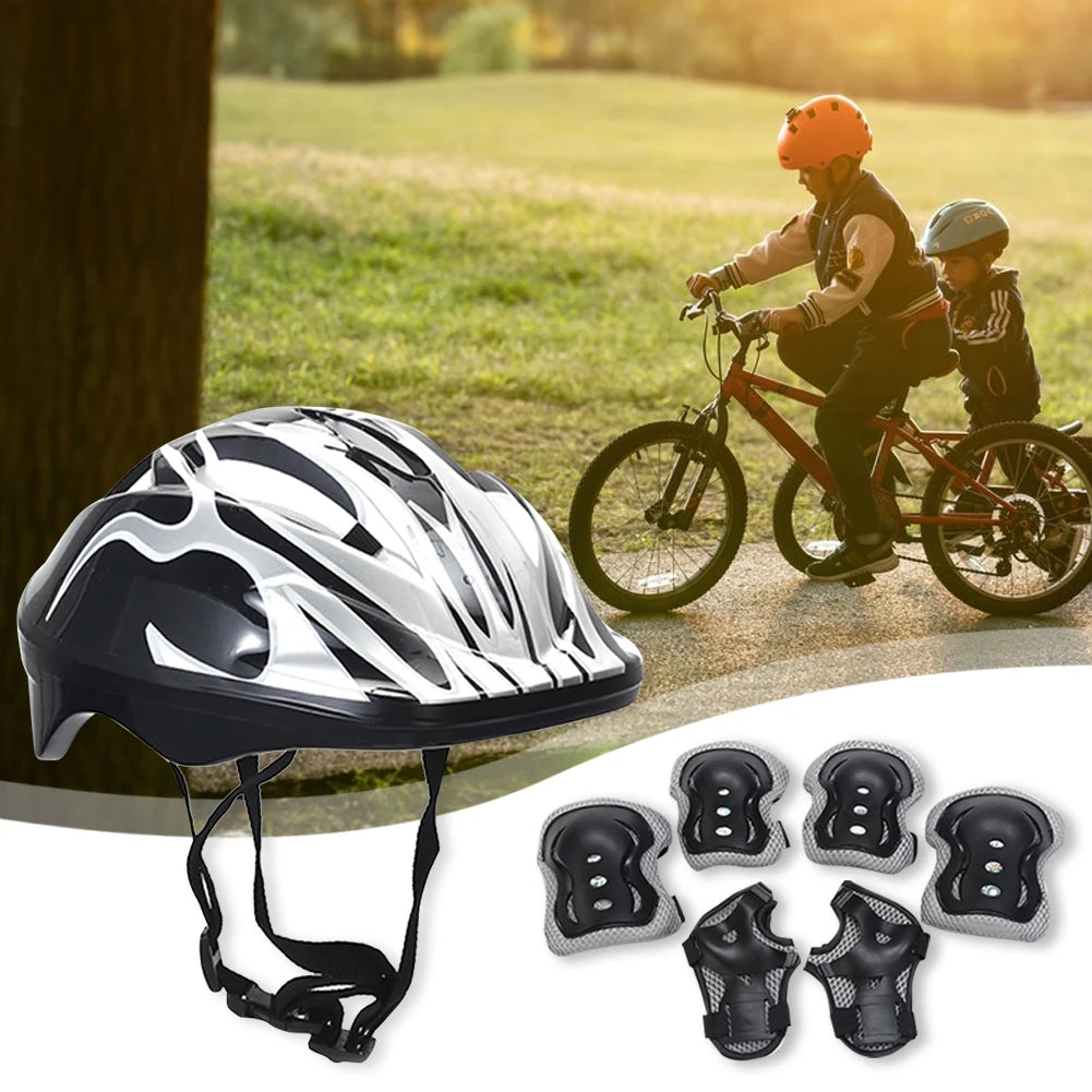 Kids Safety Helmet Knee Elbow Pad Set Kids Protective Gear Set for Bicycle Cycling Skateboard Scooter Skating