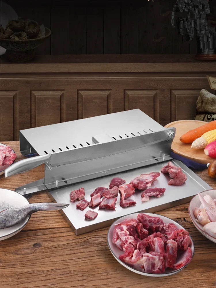 Manual Meat Slicer Spareribs Bone Cutter Machine Jerky Slicer Rib Chicken Fish Frozen Meat Vegetables Knife