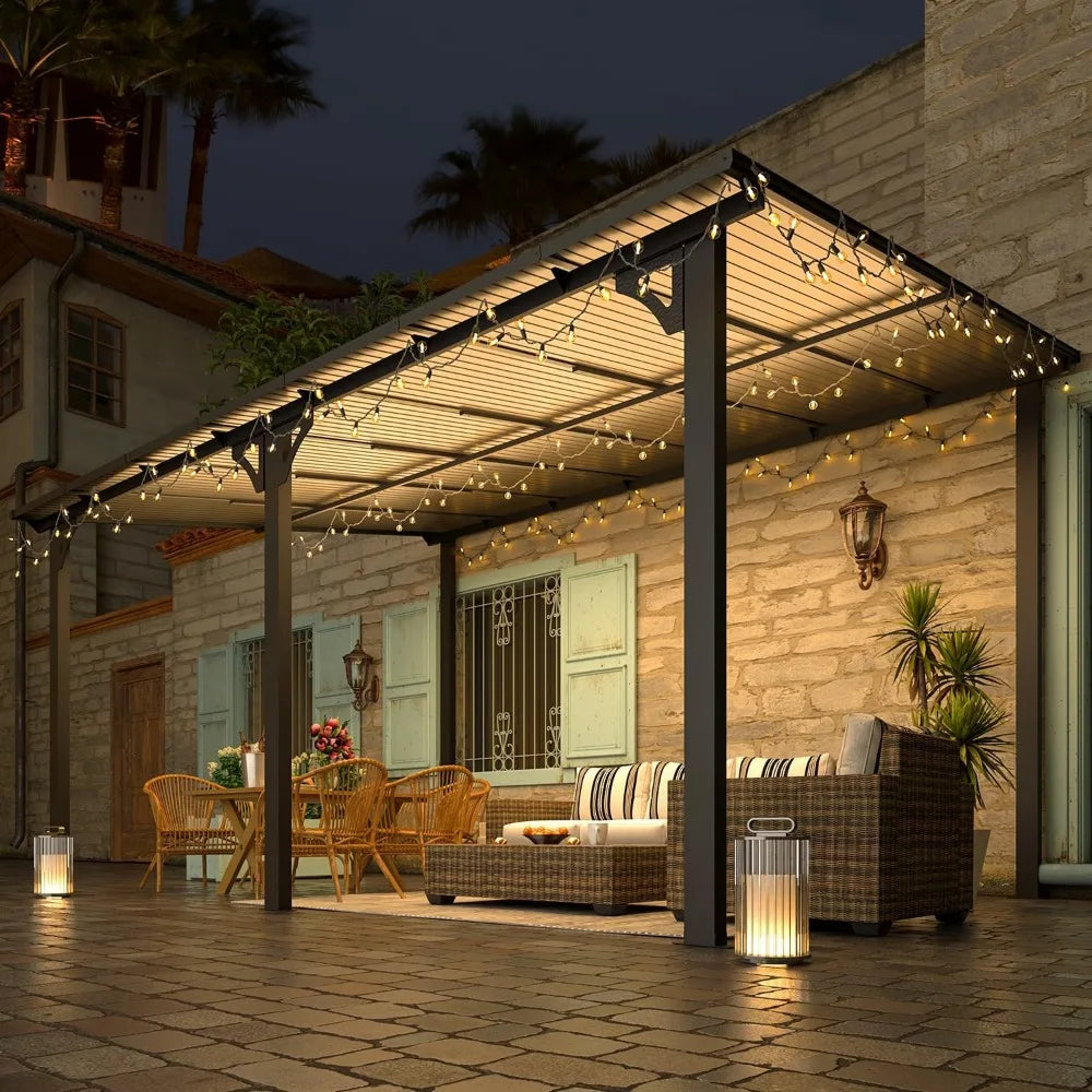 14' x 10' Gazebo for Patio,  (140 Sq.Ft Shaded), Large Wall-Mounted Heavy Duty Awnings