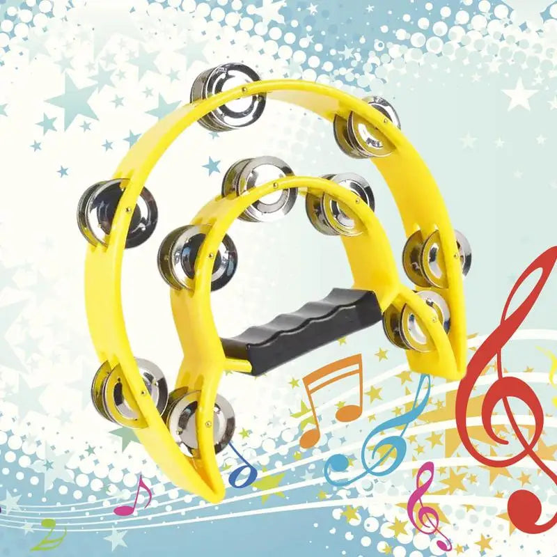 Musical Tambourine Handbell With Double Row Jingles Bell Percussion Drum Party Gift Percussion Instruments For Kids Adults