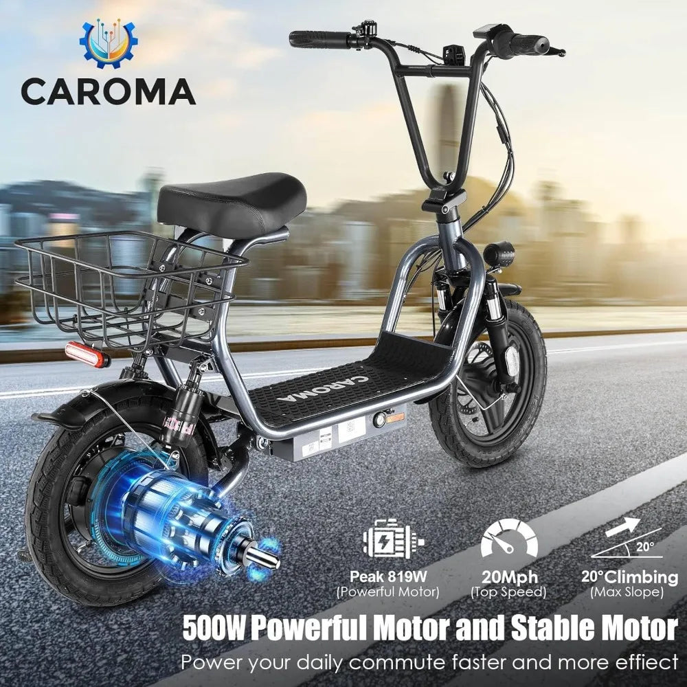 1200W Adult Peak Electric Scooter, 14 Inch Fat Tire, 500Wh Battery, 30 Mile Range, 20MPH Speed, Foldable Electric Scooter