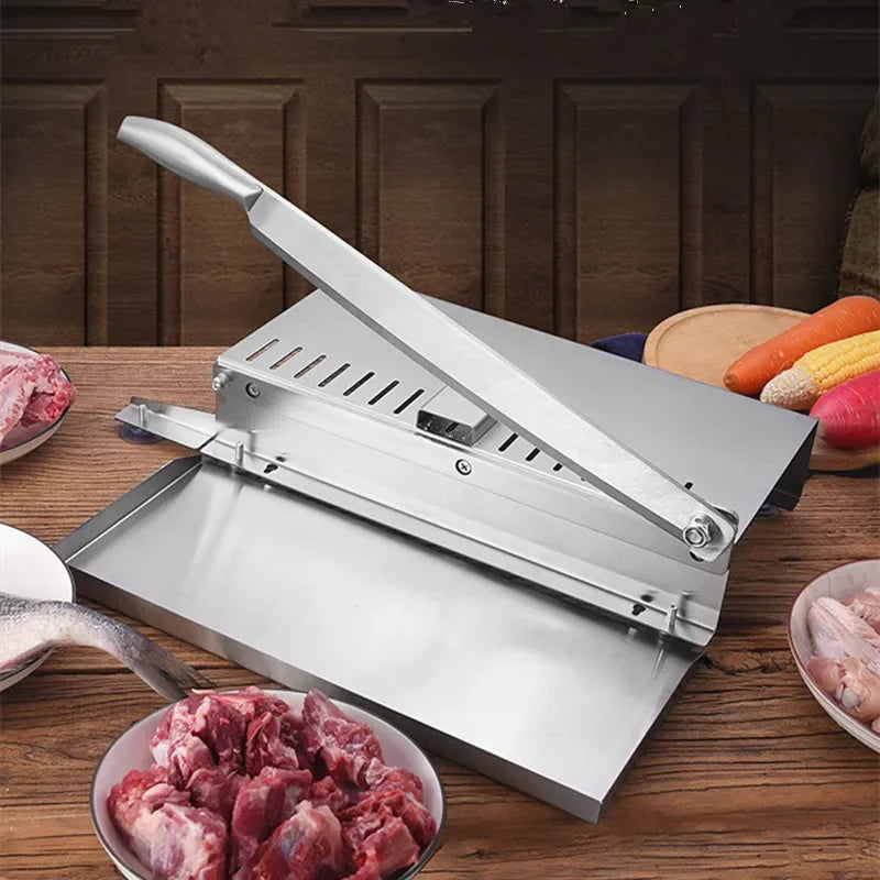 Manual Meat Slicer Spareribs Bone Cutter Machine Jerky Slicer Rib Chicken Fish Frozen Meat Vegetables Knife