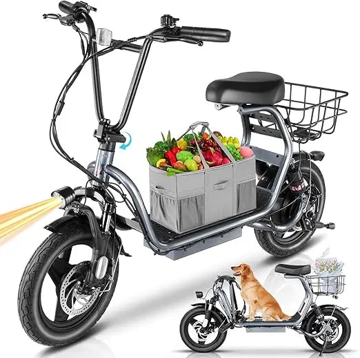 1200W Adult Peak Electric Scooter, 14 Inch Fat Tire, 500Wh Battery, 30 Mile Range, 20MPH Speed, Foldable Electric Scooter