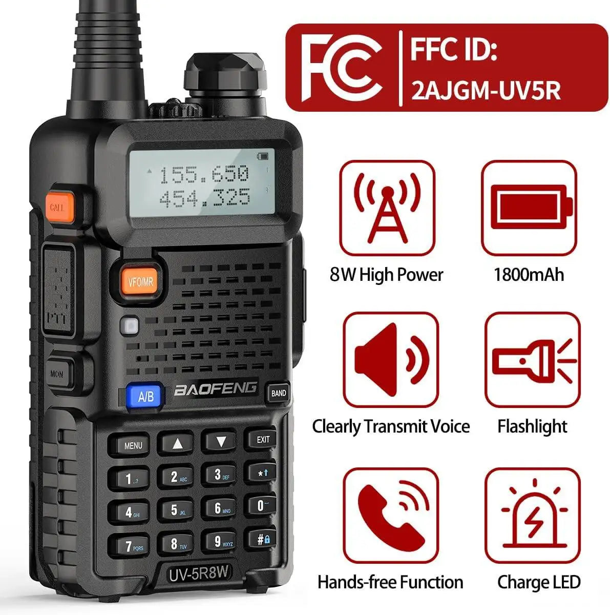 1/2/4 PCS Baofeng UV-5R 8W Walkie Talkie Ham Radio Dual Band VHF UHF Portable FM Amateur 1800mAh UV5R  Two way Radio For Climb