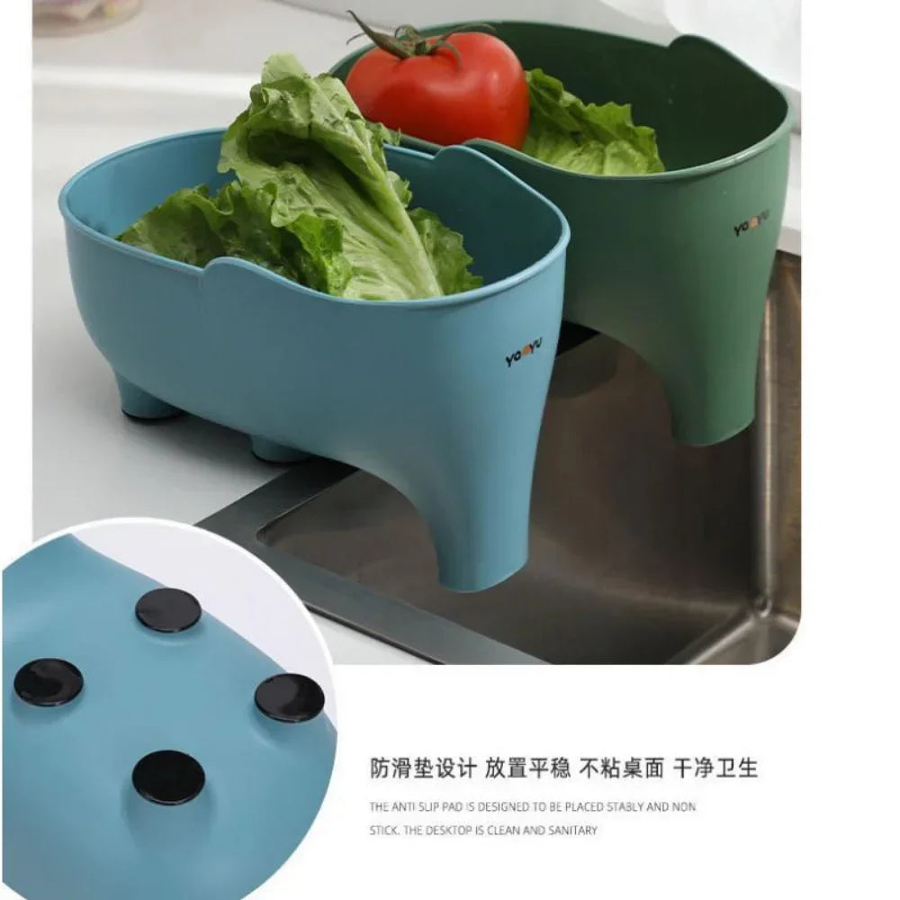 Sink Strainer Elephant Sculpt Leftover Drain Basket Fruit and Vegetable Washing Basket