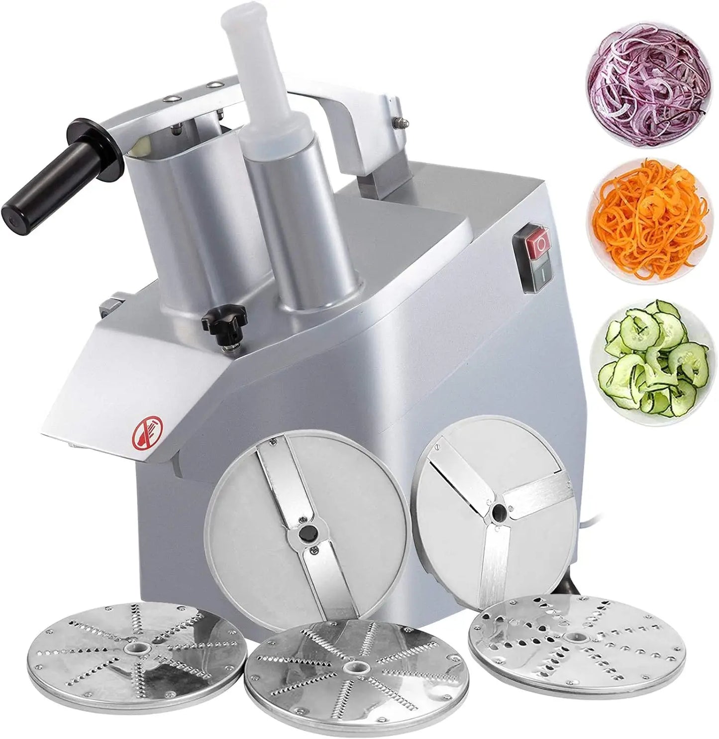 Vbenlem 110V Commercial Food Processor 2 Feeding Holes, 550W Electric Vegetable Slicer 1600 Rpm, Stainless Steel Vegetable