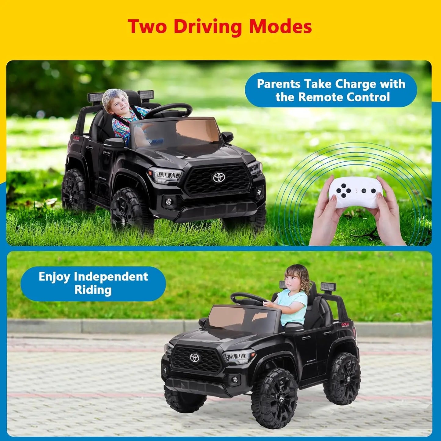 12V Kids Ride on Truck Electric Vehicle Toy with Remote Control,Soft Start, LED Light, 3 Speeds