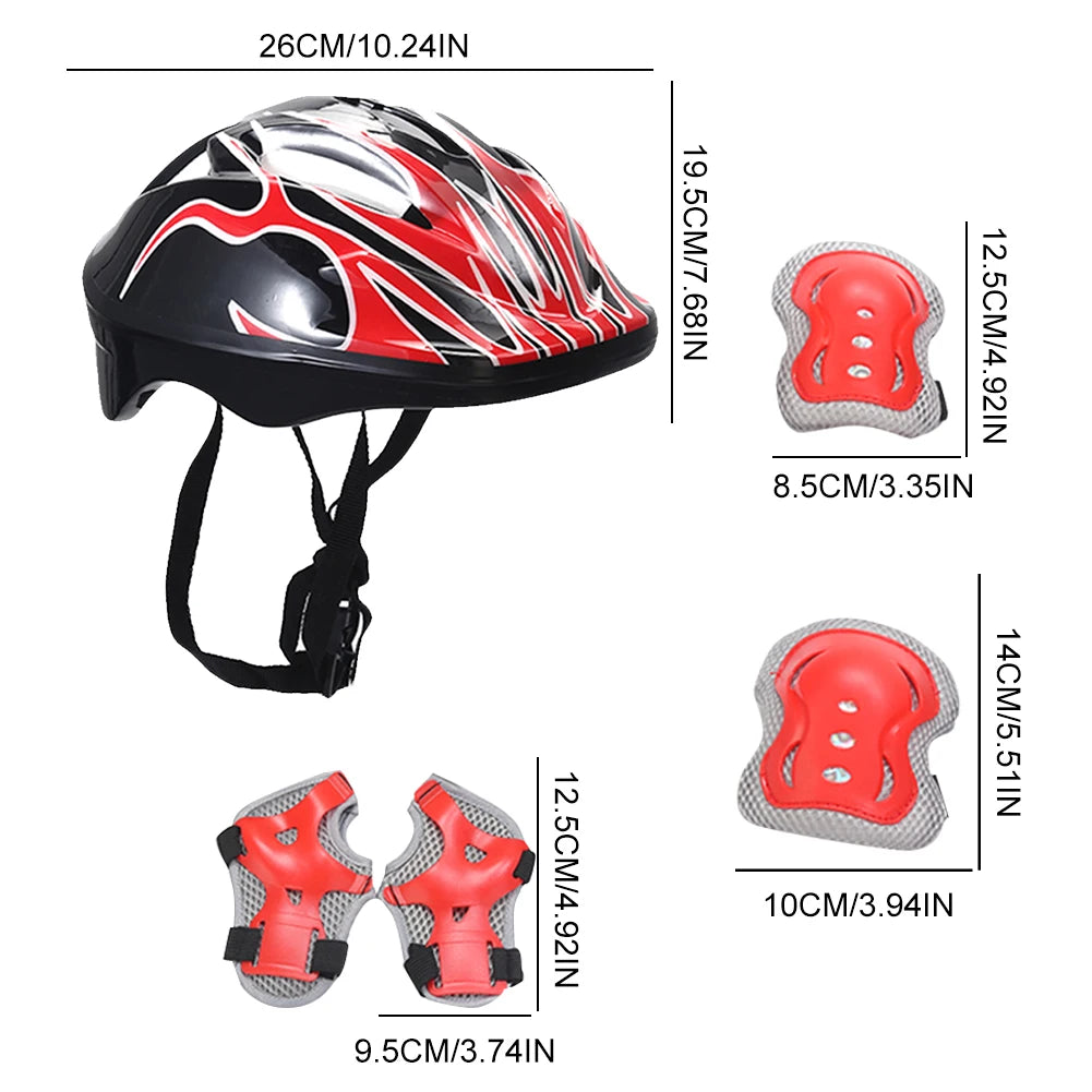 Kids Safety Helmet Knee Elbow Pad Set Kids Protective Gear Set for Bicycle Cycling Skateboard Scooter Skating