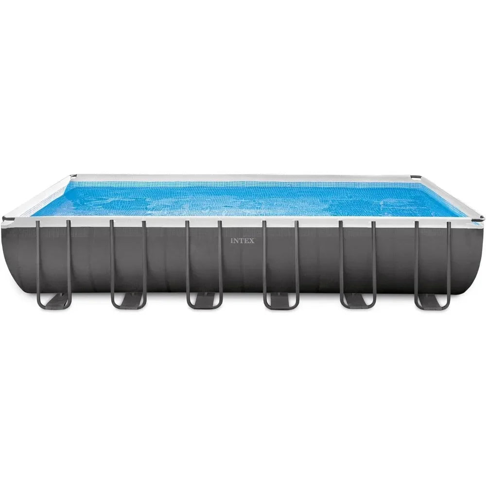 24' x 12' x 52" Above-Ground Pool Set with Sand Filter Pump, Pool Cover, Ladder and Protective Awning